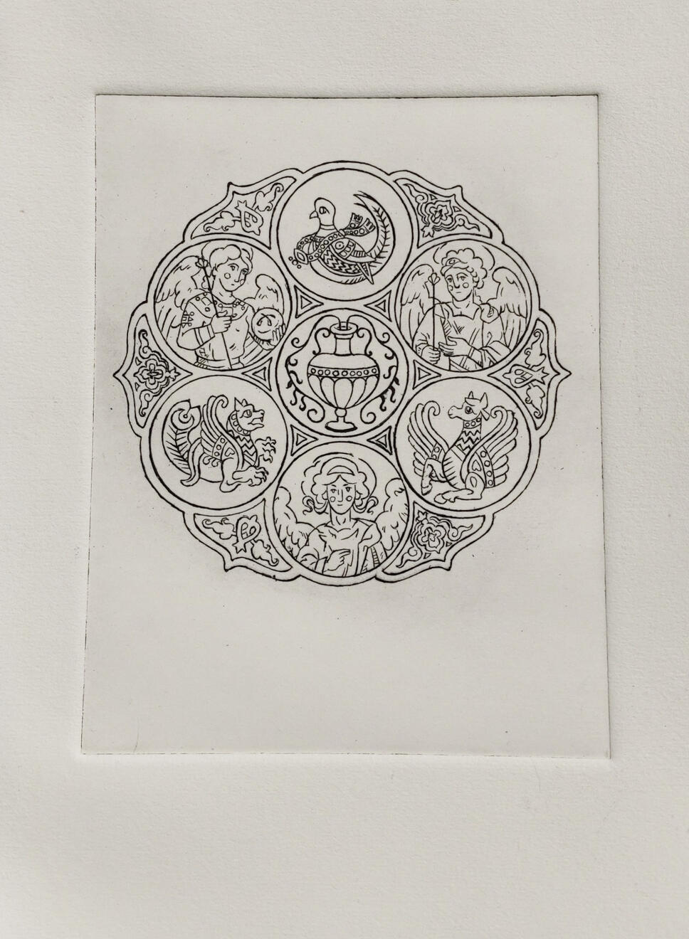 Cherub&#39;s wheel, 2021. Engraving on Paper, 16,5x12,5cm