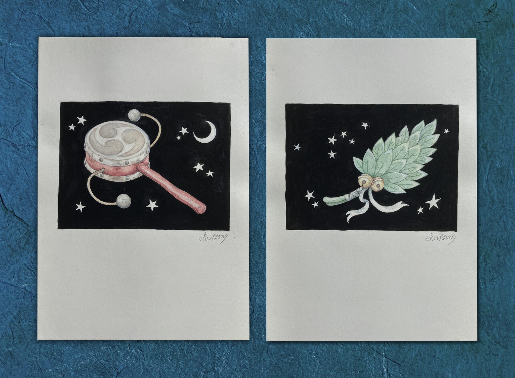 Sage and Drum, 2021. Watercolour on paper 21x14,8cm each