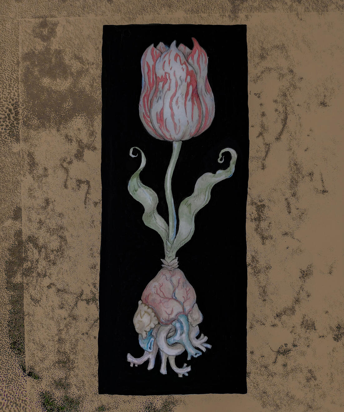 Tulip {Floral Follies series}, 2021. Watercolour on paper 15.8x6.2cm