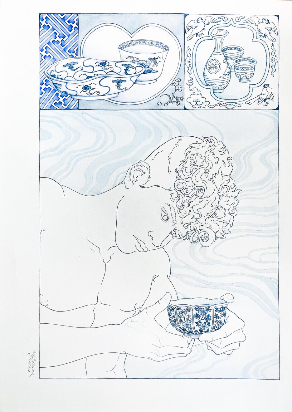 South China Sea Shipwreck, 2022. Watercolour on paper 41.7x29.6cm